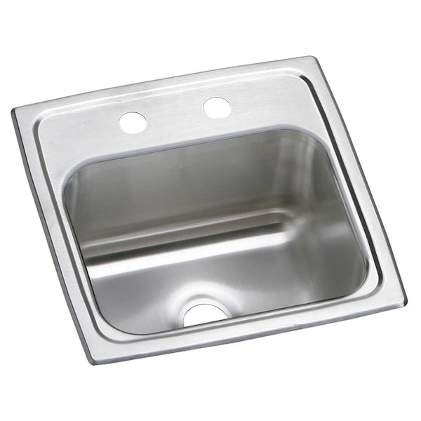 Sink, Stainless Steel, 15 in W x 15 in L x 6.125 in H